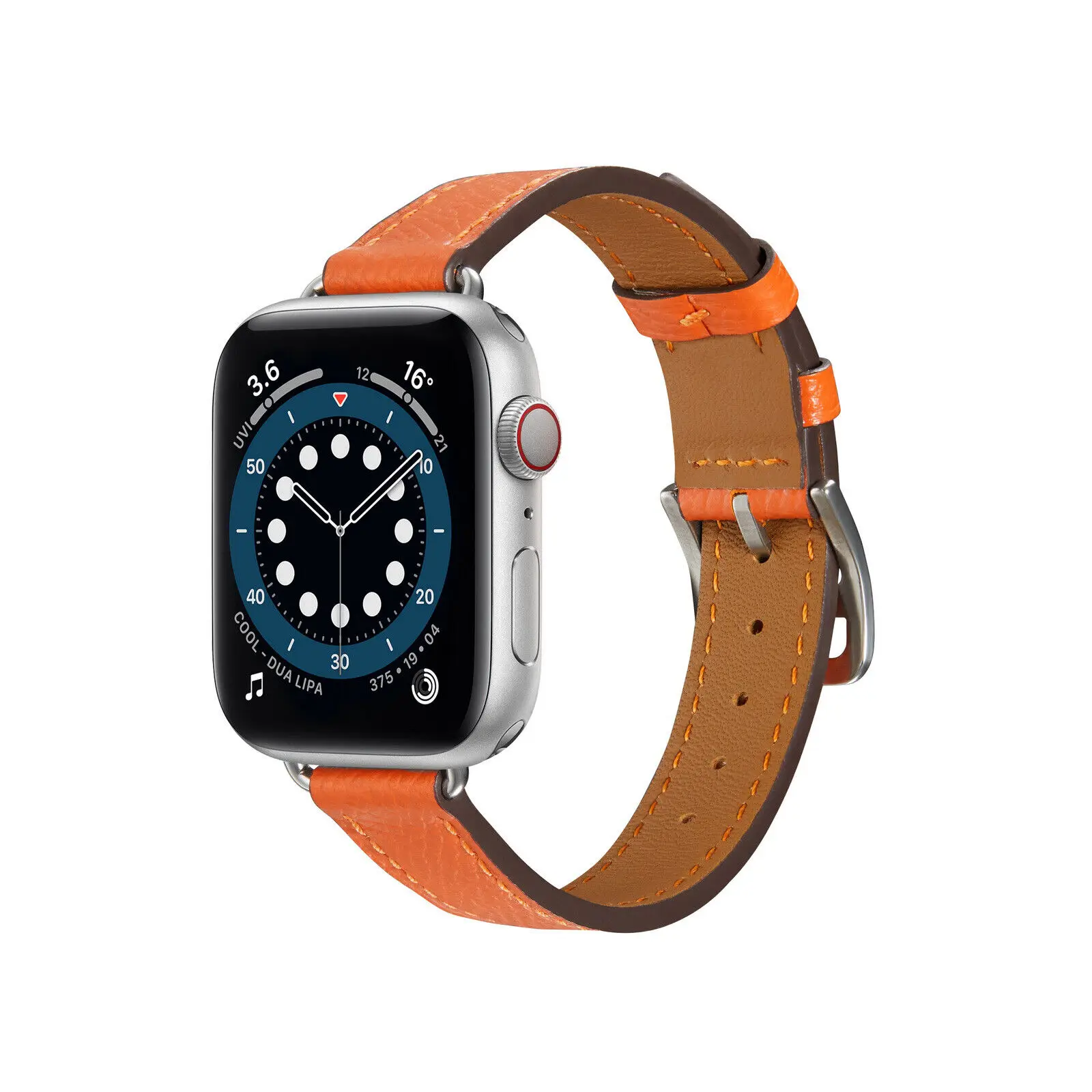 Genuine Leather Narrow Grid Route Metal Buckle Band Strap For Apple Watch 8 7 6 5 4 3 2 1 SE SE2 41mm 45mm 40mm 44mm 38mm 42mm