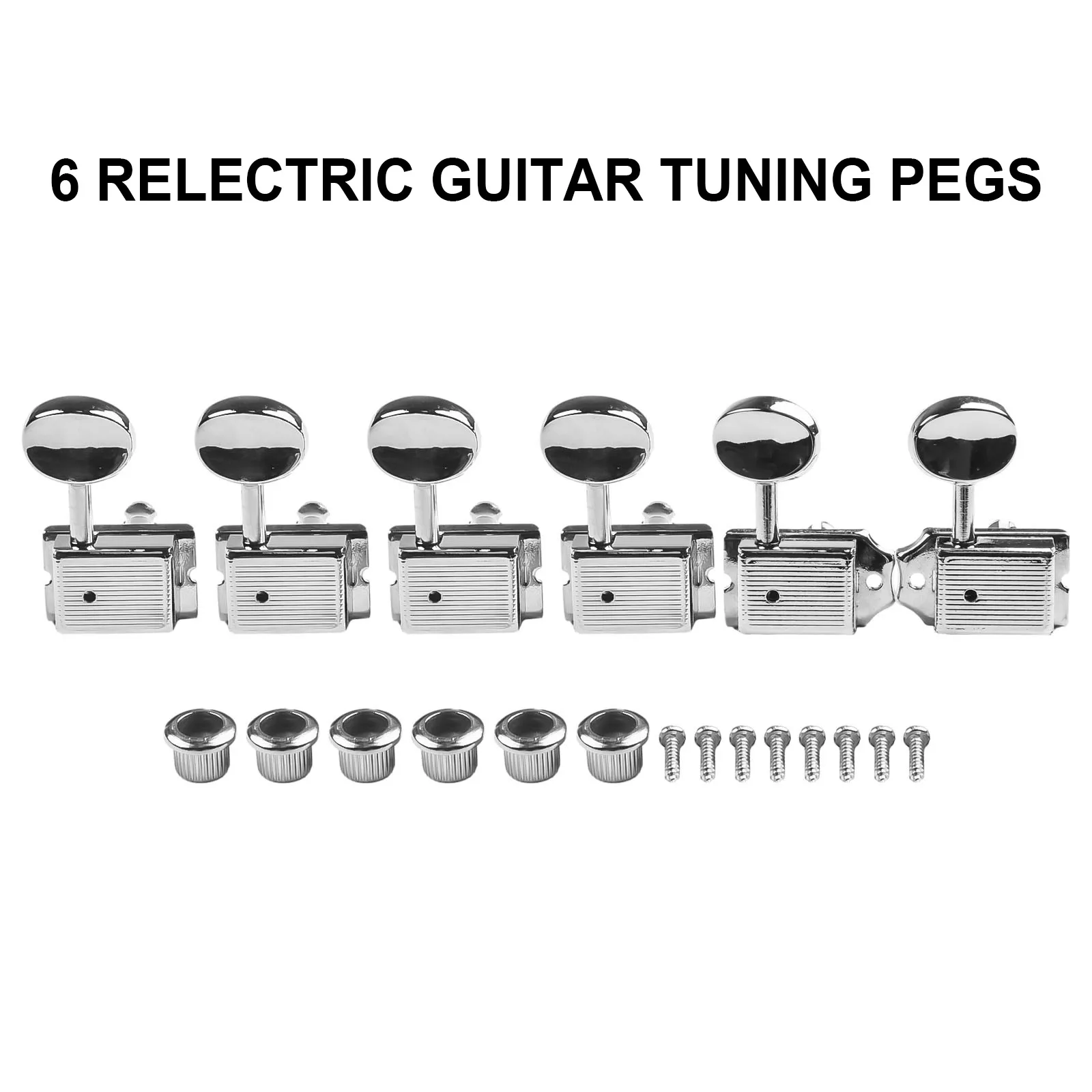 

6Pcs Silver Finish ST Compatible Electric Guitar Tuning Pegs Metal Machine Heads for Standard Body Instruments