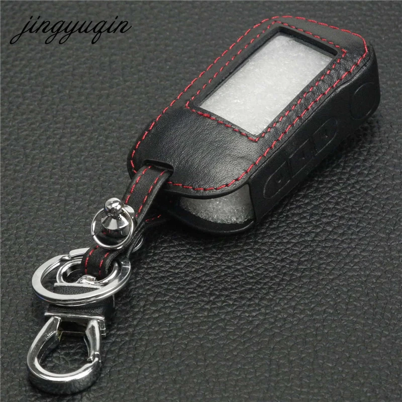 

10pcs/lot Leather Case For Starline A93 A63 A96 Car alarm Remote Controller Only Starline A93 LCD Keychain Cover