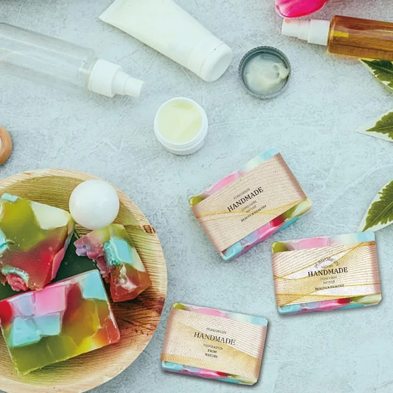 90pcs Soap Wrappers 9 Styles Soap Packaging Paper Wave Soap Wrap Paper Tape Vertical Soap Paper Tag Soap Sleeves Covers