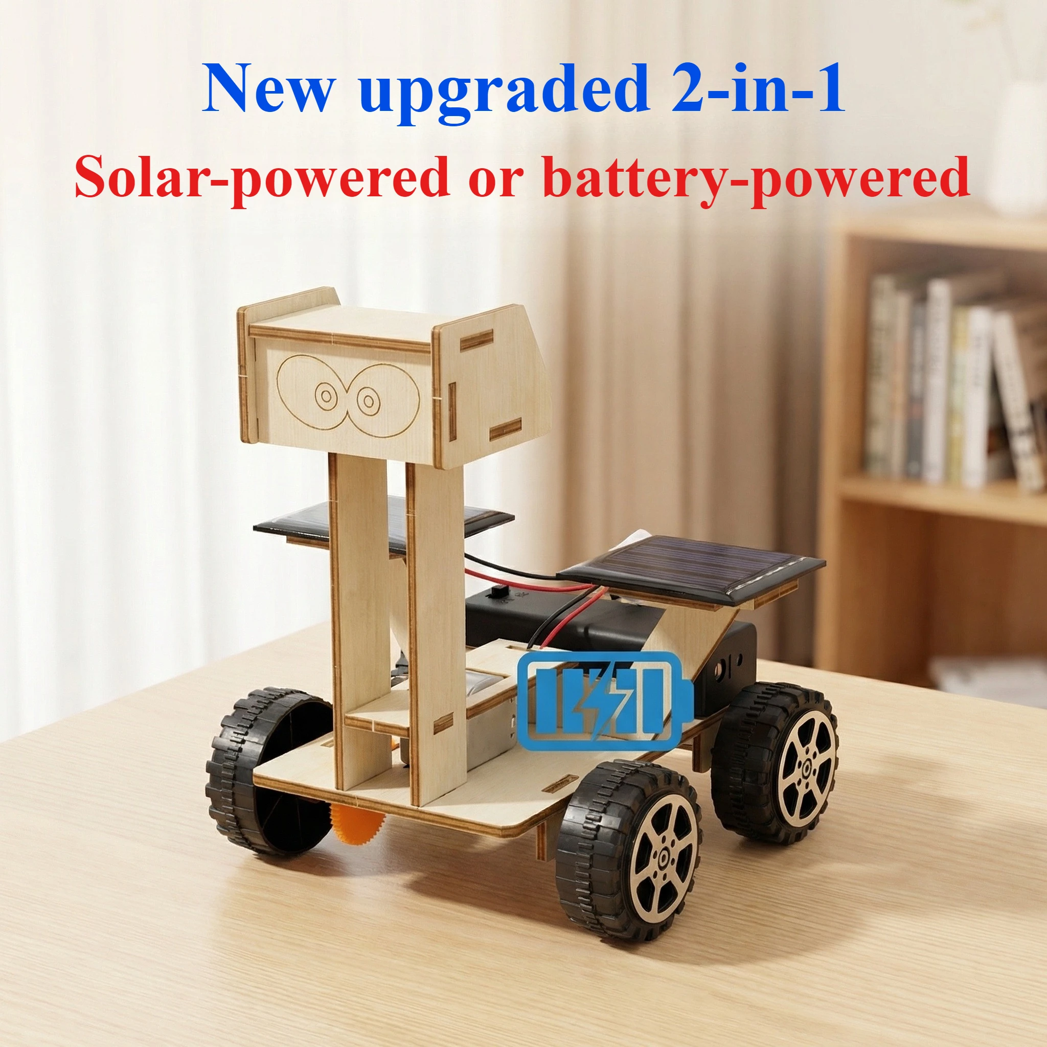 2 IN 1 Solar Car Lunar Exploration Vehicle Children's Diy Hand-Assembled Model Diy 3d Wooden Puzzle Science And Education Toys