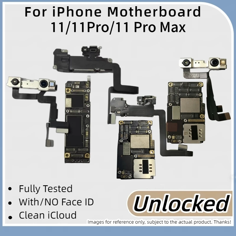 Unlocked Mainboard For iPhone 11 Pro Max Motherboard Clean ICloud For iPhone 11 Pro With/No Face ID Smartphone Logic Board