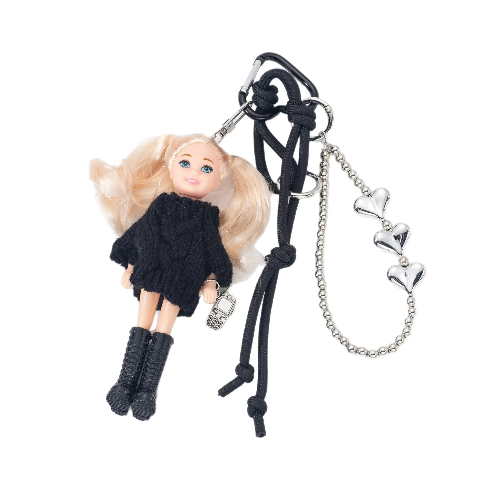 

Cute Doll Backpack Pendant Hanging Ornament DIY Dress Up Ponytail Doll Keychain Bag Charm Car Key Ring Bag Decoration For Doll