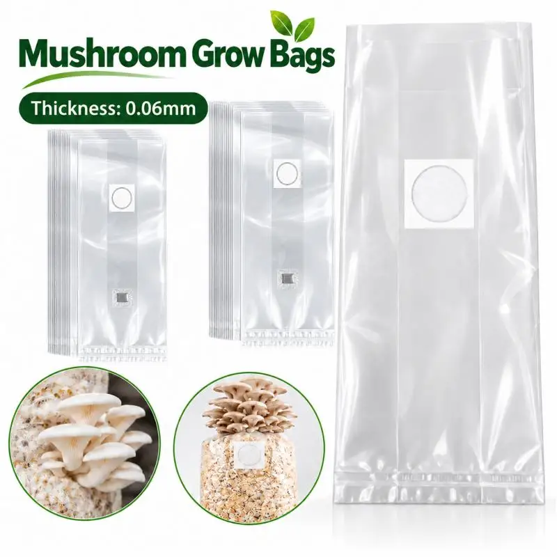 10~30Pcs Mushroom Grow Bags High Temp, Pre-Sealable Spawn Substrate Bags with Filter Patch, Shorten Mycelial Colonization Cycle