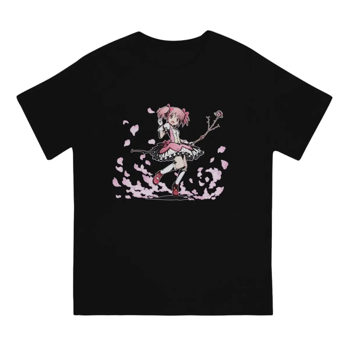 Pink Madoka's T-Shirts Puella Magi Madoka Magica Anime O Neck Fabric Graphic T Shirt Funny Short Sleeve Tops for Men Women Tee