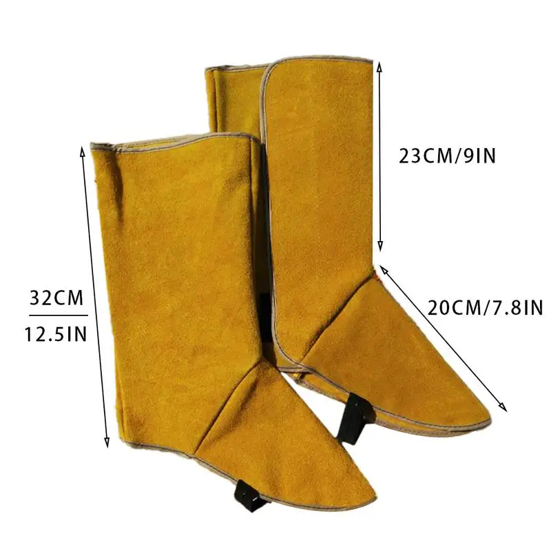 Leather Long Shoes Boots Leather Welding Spats Fire Protection Shoes Foot Leggings Welder Foot Cover Wear Insulation For Welder