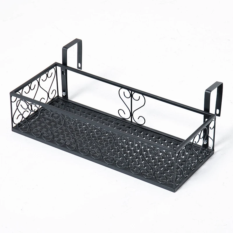 Balcony Flower Stand Wrought Iron Railing Multi-layer Hanging Flowers Pot Rack Wall Green Radish Succulent  Plant Shelves