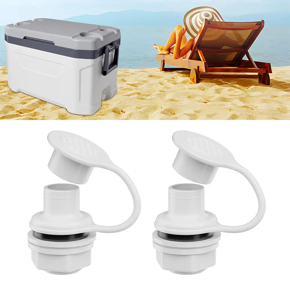 2pcs Cooler Drain Stopper For Cooler Triple Snap Drain Stopper White Plastic Replacement Drain-Plug Nut Gasket And Washer Kit