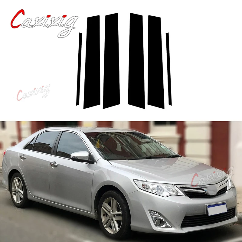 6Pcs Car Door Window Pillar post Trim Cover Sticker nero lucido per Toyota Camry 2012 2013 2014 2015 2016 2017