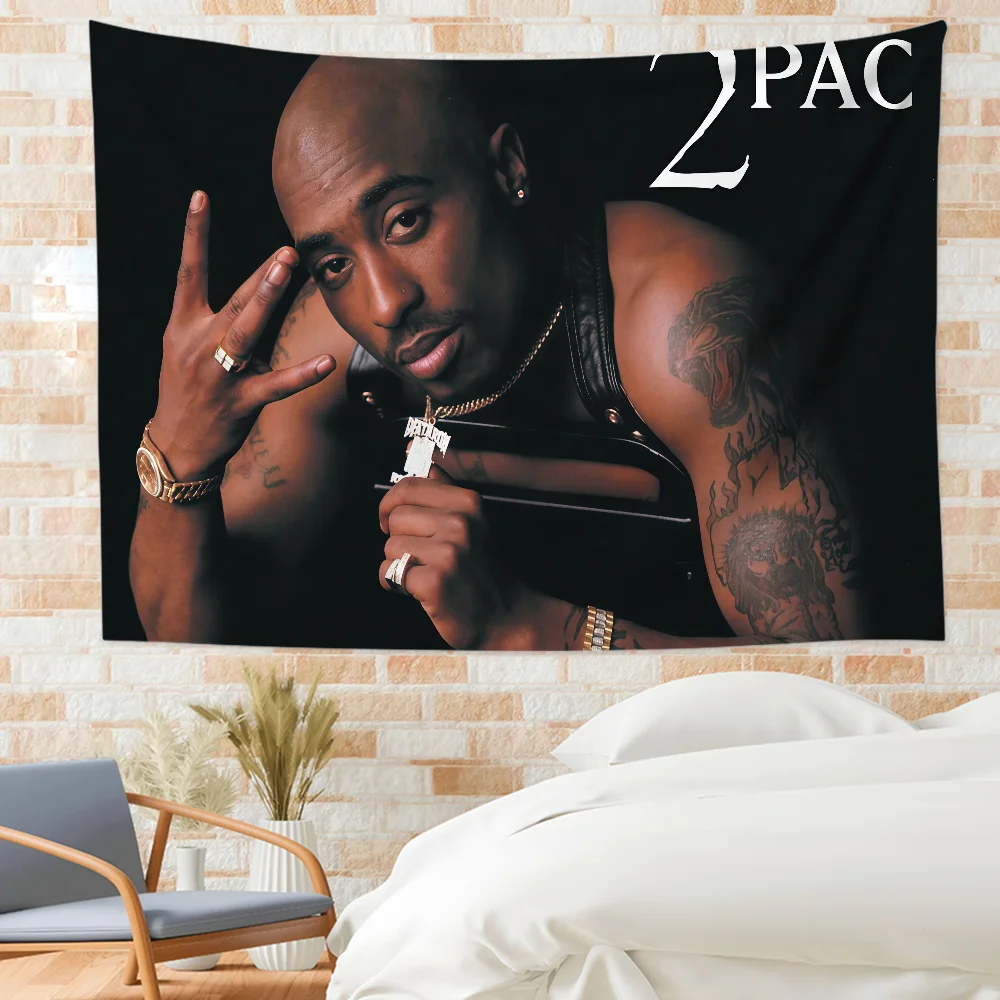 Rapper 2pac Tupac Shakur Flag Tapestry Outdoor Party Bedroom Living Room Dormitory Decorative Themed Wall Hanging Banner Gift