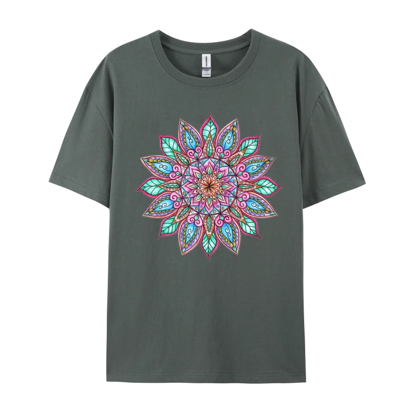 Mandala Coloring Design T-Shirt Brand New Cool Crew Neck Mens Tees Tops Tees Plain T Shirts Wholesale Brand Clothing