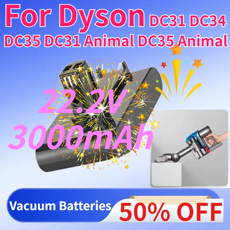

Аккумулятор Li-ion 22.2V 3000mAh для пылесосов Dyson DC31, DC34, DC35, DC31 Animal, DC35 Animal Cordless Vacuum
