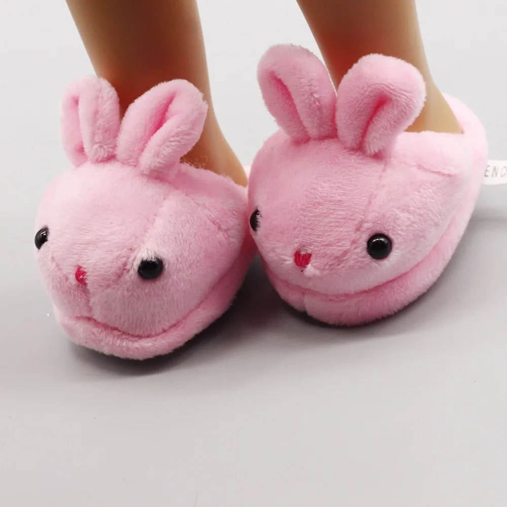 Original Doll Slippers Rabbit Bear Cartoon Animal Mini Plush Shoes Playing House Cute Style Doll Accessories 1/4 BJD Dolls