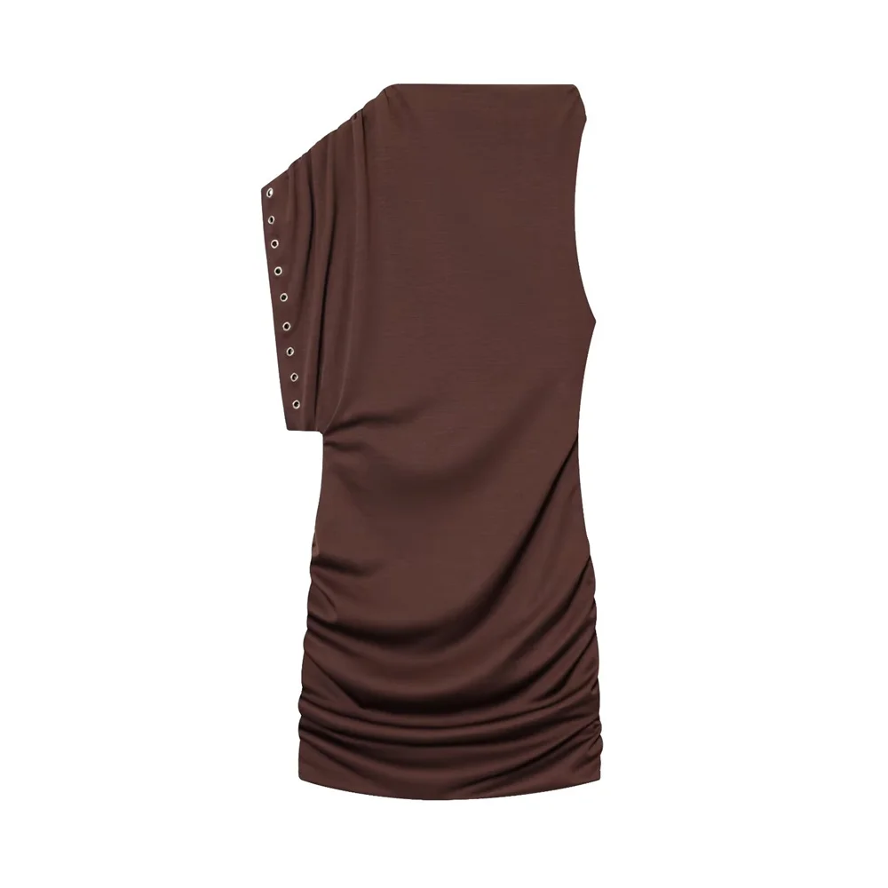 여름 신상 여성 패션 유럽 및 미국 스타일 원형 비대칭 스트레이트 튜브 드레스