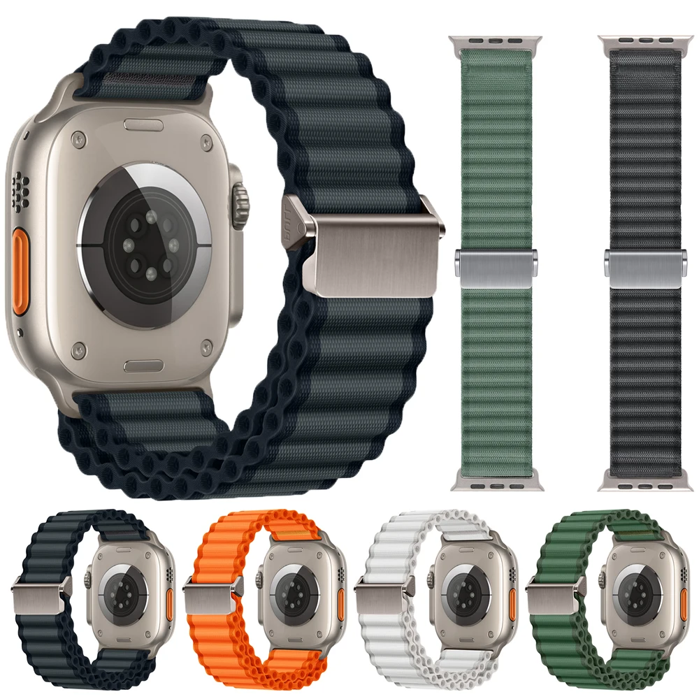 Nylon Loop Band For Apple Watch 10 11 46/42mm Strap Weaves Bracelet For iWatch 9 8 7 5 4 SE3 Ultra 3 49mm Replaceable Wristband