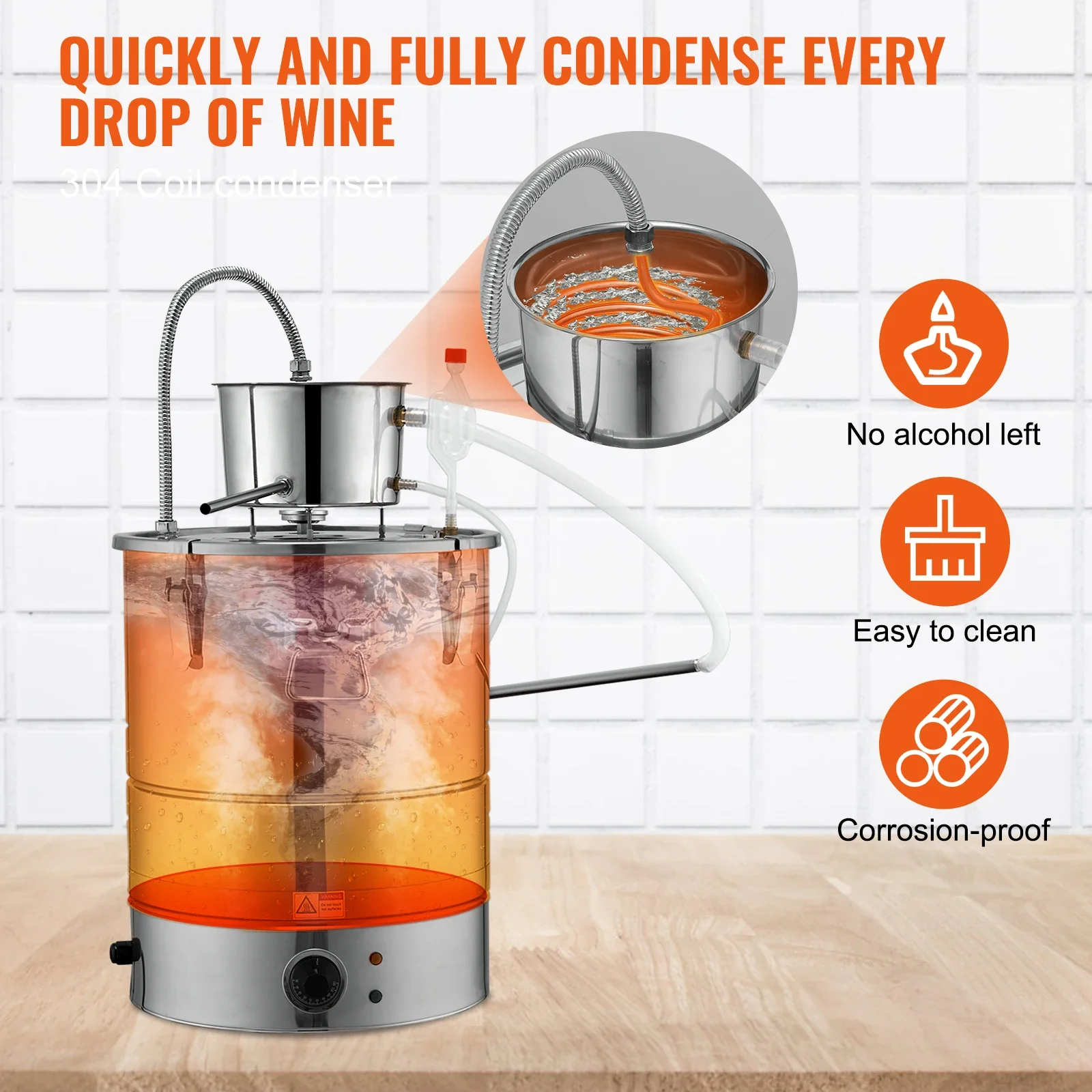 30 50L Stainless Steel Alcohol Distiller Home Use Alcohol Still for DIY Whisky Wine Brandy Brewing Essential Oil Hydrosol Distil