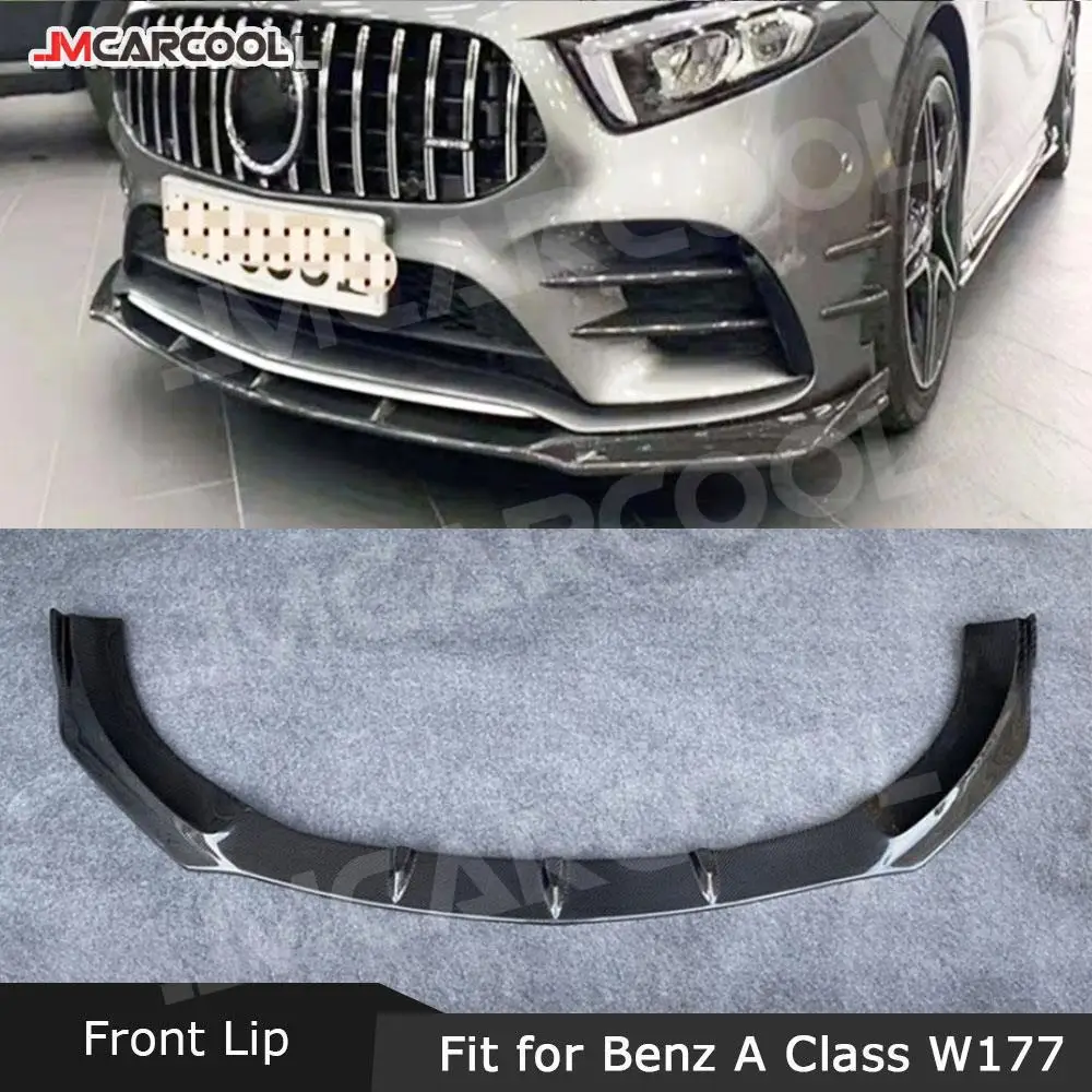 

For Mercedes Benz A Class W177 A35 2020 2021 2022 Carbon Fiber Front Bumper Lip Chin Spoiler Bodykits