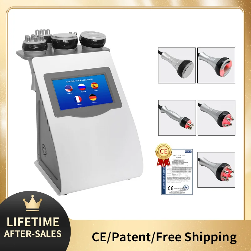 Vacuum 40K Ultrasonic Liposuction Cavitation Machine 5 In 1 Lipo Slimming Device Face Lifting Body Shape For Salon Equipment