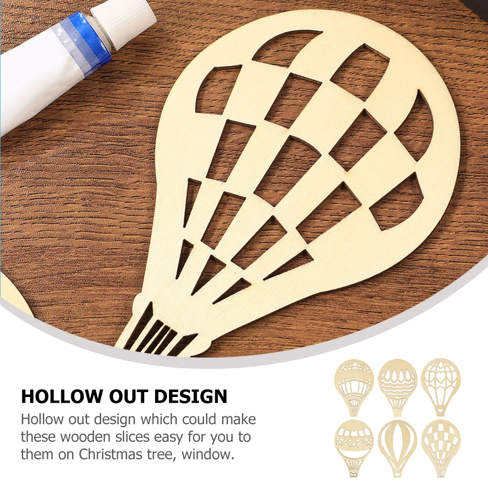 

10 Sets Wooden Hot Air Balloon Slices Unfinished Ornaments for DIY Crafts Home Decor Holiday Gifts Christmas Tree Pieces