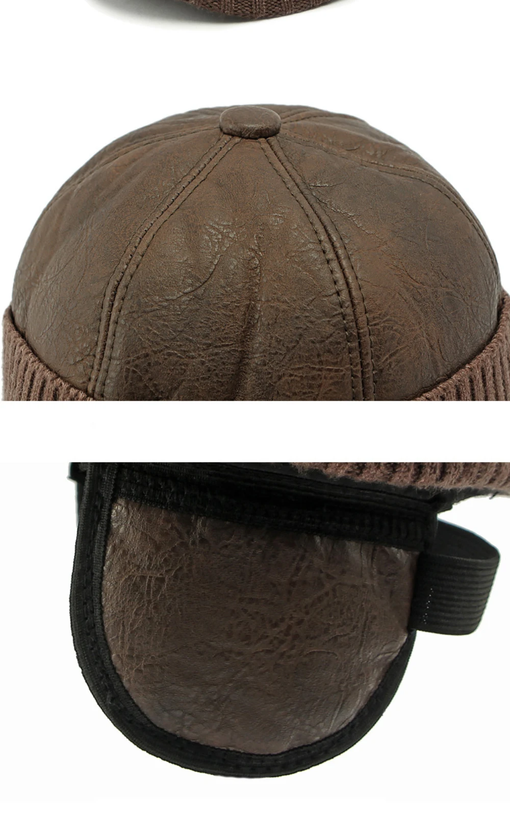 HT4542 Hohe Qualität PU Leder Kappe Dicke Warme Winter Baseball Kappe Männer Baseball Hüte Snapback Earflap Cap Papa Hüte mit Ohrenklappe – Detail 15