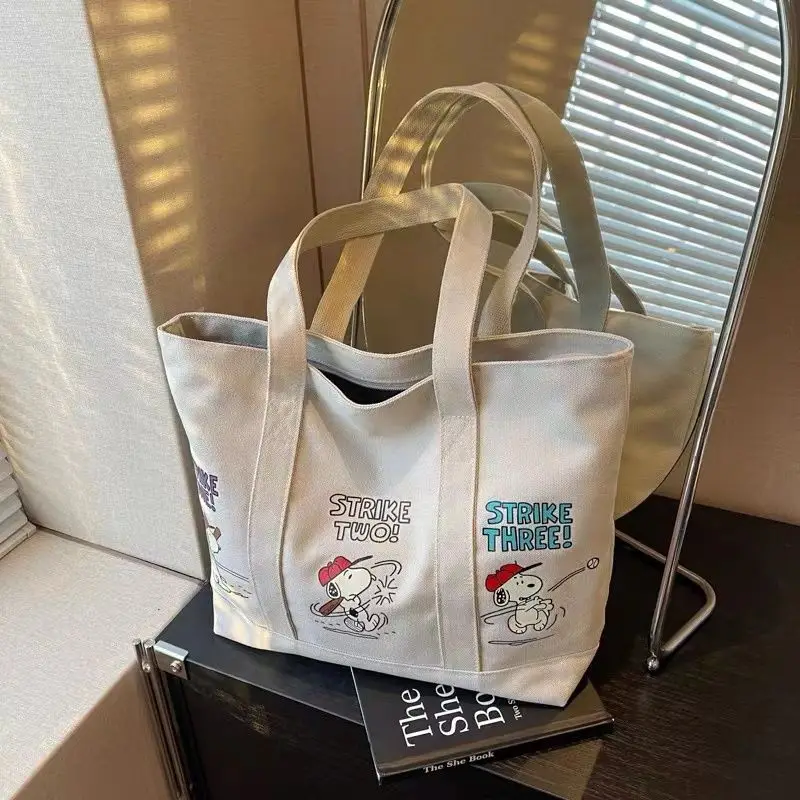 New Cartoon Snoopy Canvas Bag Fashion Popular Women's Shoulder Bag Back-to-School Season Student Handbag Casual Travel Bag