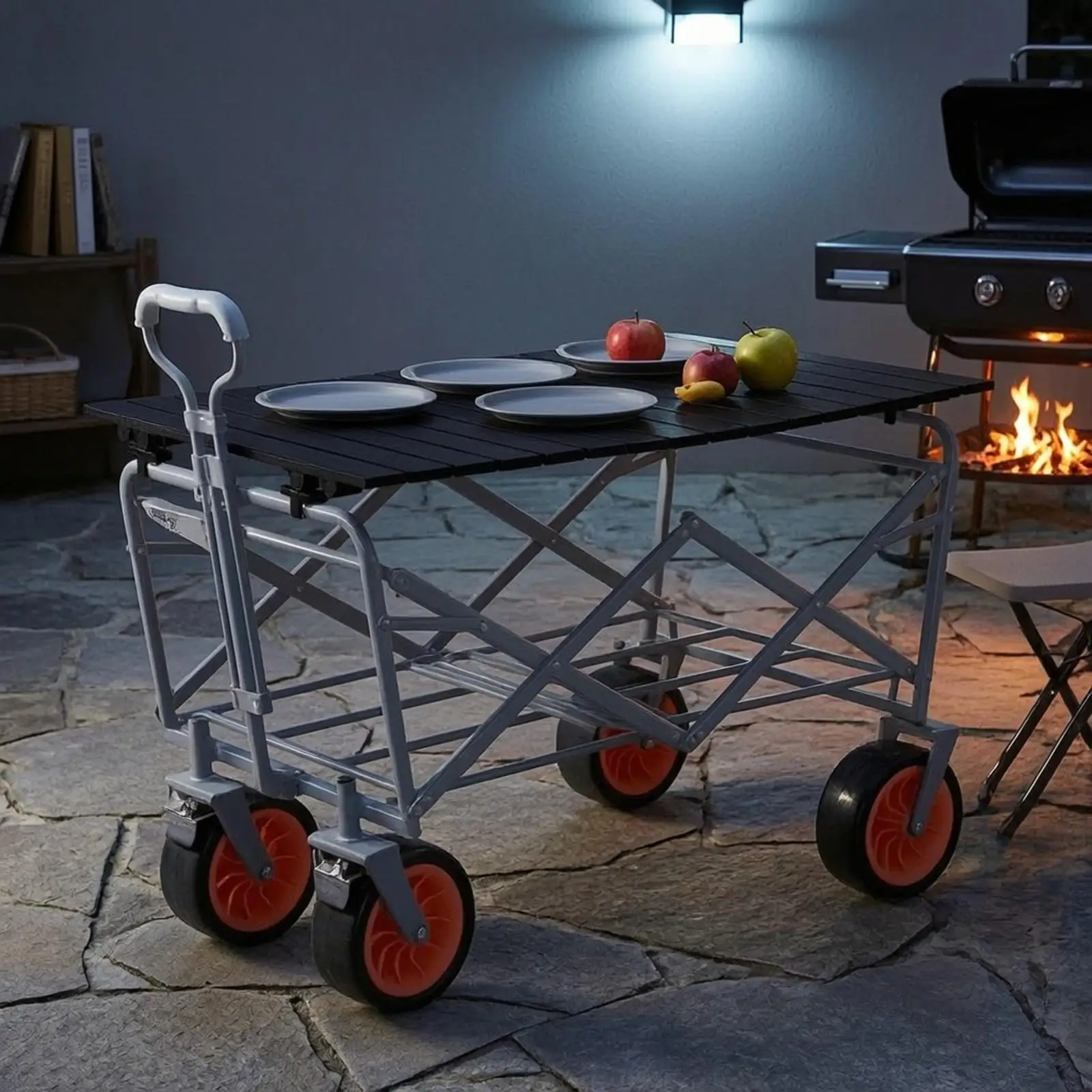 Quick Setup Wagon Top Table Foldable Carbon Steel Cart Tabletop for Outdoor Adventures