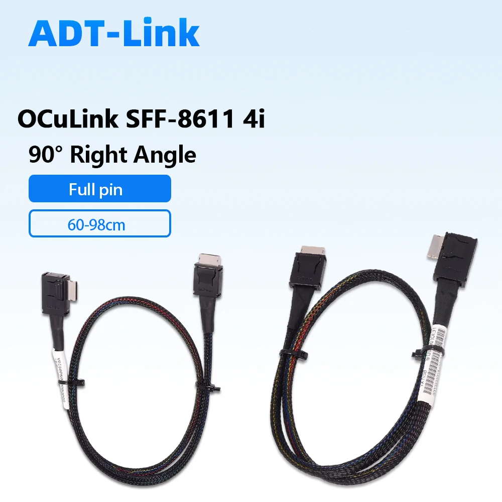 OCuLink SFF‑8611 4I Cable Straight/Left/Right Angle PCIe 4.0 Extension Cable for EGPU Server RAID Card Motherboard Backplane