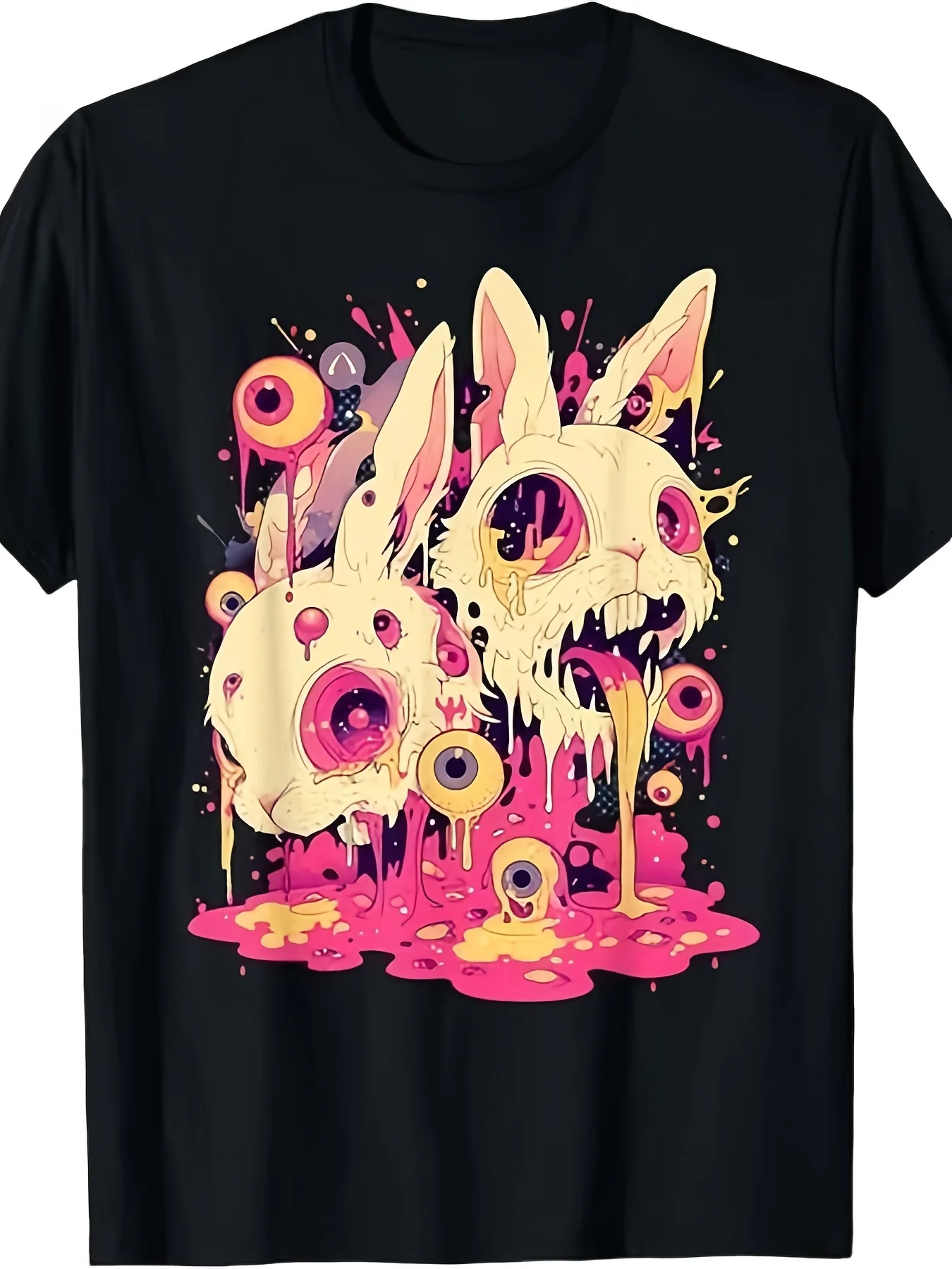 Women'S Plus Size Graphic T-Shirt MOST POPULAR Psychedelic Creepy Horror Bunny Rabbit Goth Horror T Shirt S 3Xlyouth Sport Style Tee Comfortable T Shirt Trendy Streetwear for Perfect for Training Running And Everyday Outfits