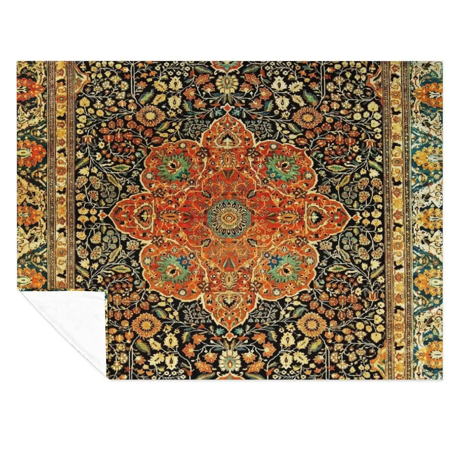 

Antique Persian Mohtashem Kashan Rug Print Throw Blanket Luxury Thicken Plush Heavy for babies Blankets