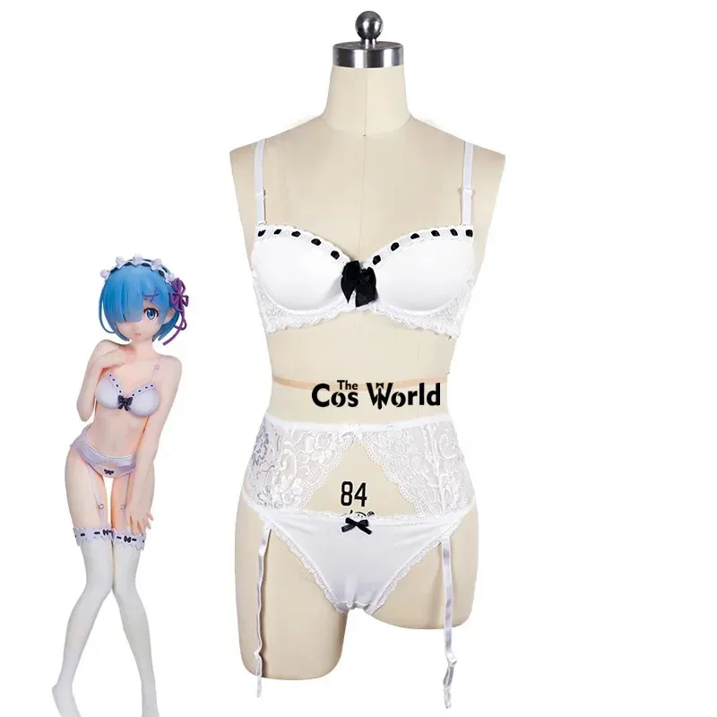 Re Zero Remu Sexy Roupa Interior de Renda Sutiã Underwires Calcinha Lingerie Cuecas Anime Cosplay Costos