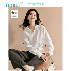 INMAN Women Shirt 2024 Autumn Simple Women's blouse Lapel long sleeve loose Shirt Top