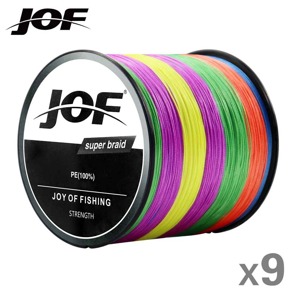 JOF NEUE X9 Serie 9 Strang PE Geflochtene Angelschnur Lange Casting 300 M 500 M 1000 M Angeldraht Tackle Glatte Karpfen Angeln