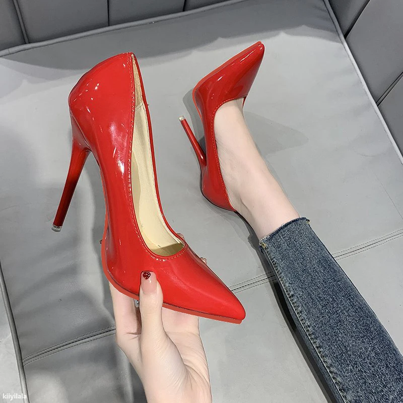 48 49 50 plus Size 12cm Super High Heel Shoes Sexy Pseudo Princess Pumps Shoes Rubber Material Season  For Women