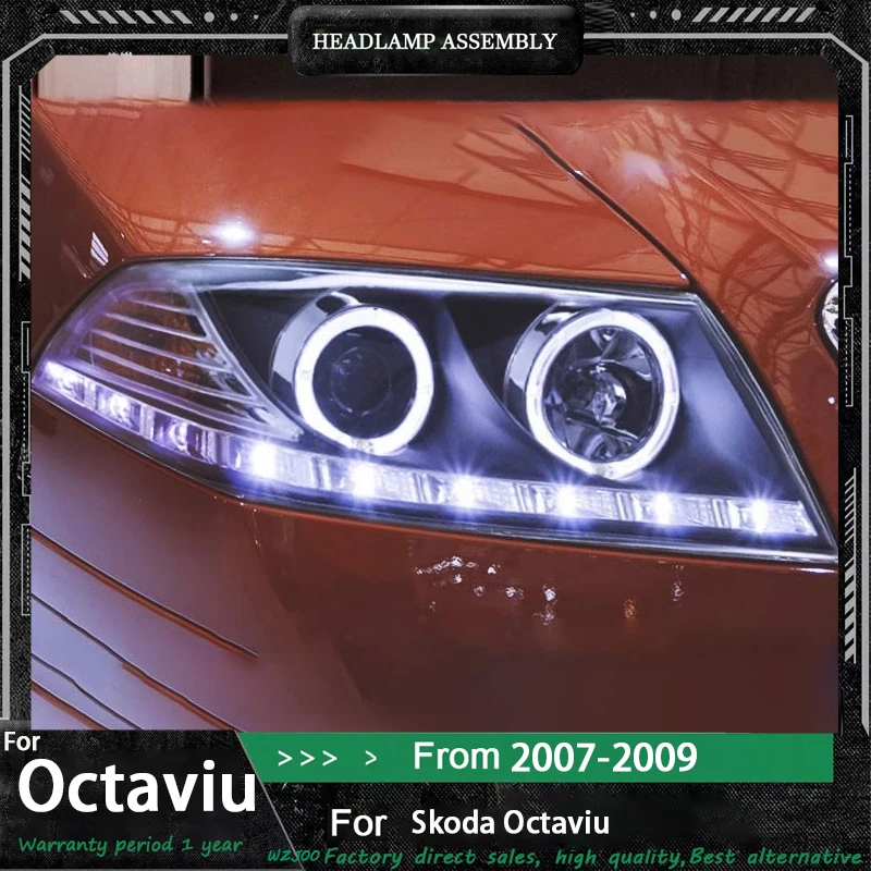 

Для Skoda Octavia фары 2007 2008 2009, светодиодные автомобильные фары «ангельские глазки», ксеноновый комплект HID, противотуманные фары, светодиодные дневные ходовые огни