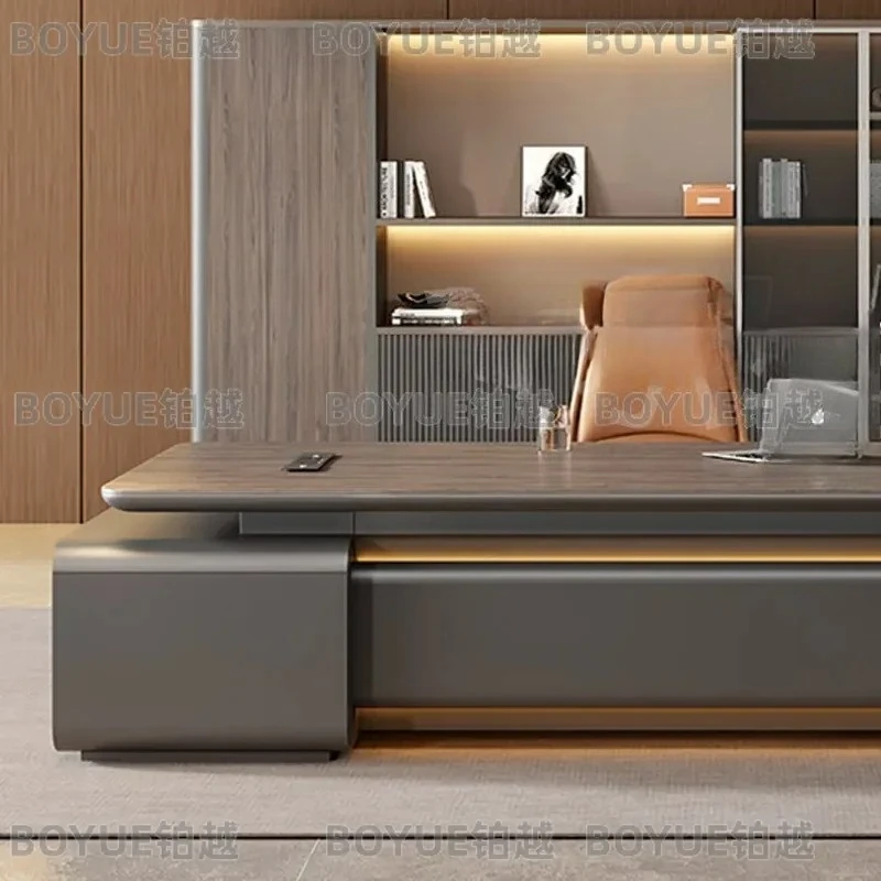 for President Chairperson Supervisory Manager Single Office Boss Desk Bench Simple Modern Office Furniture with Side Cabinet