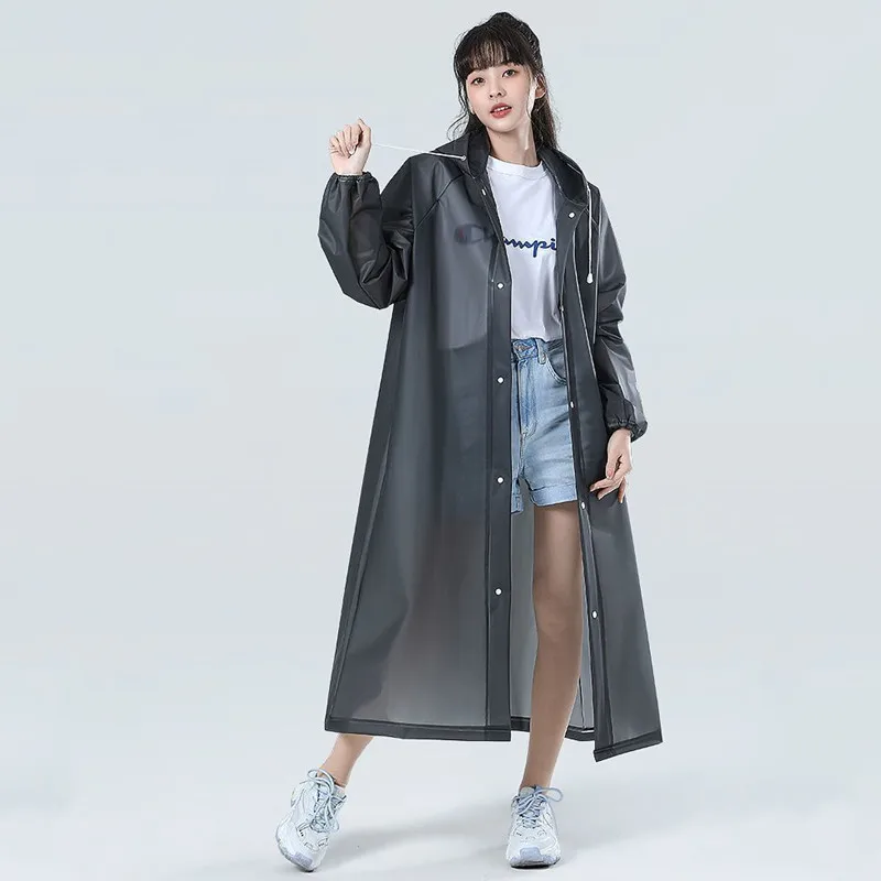 Adult hooded poncho one-piece long raincoat reusable men's and women's waterproof raincoat outdoor travel transparent raincoat