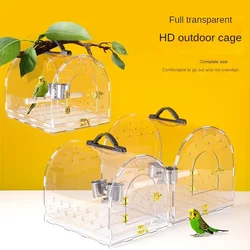 Transparent Parrot Cage Portable Bird Carrier for Tiger Skin Xuan Feng Secure Acrylic View Lightweight Pet Travel Solution