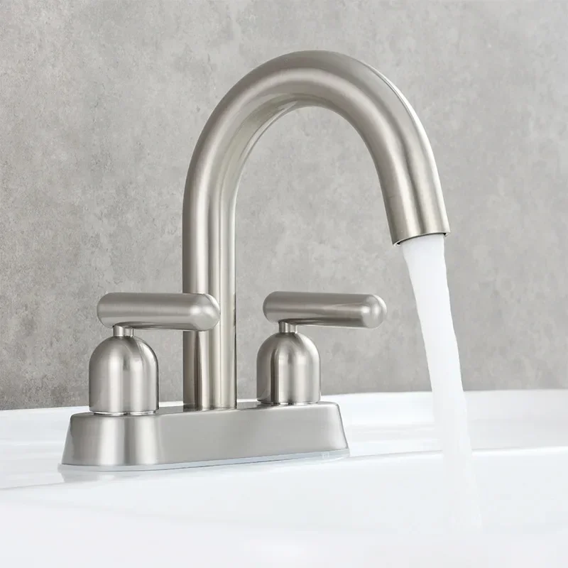 

Basin Faucet Bathroom two holes Widespread Brushed Gold Bathroom Faucet Sink Tap Chrome Black basin Tap