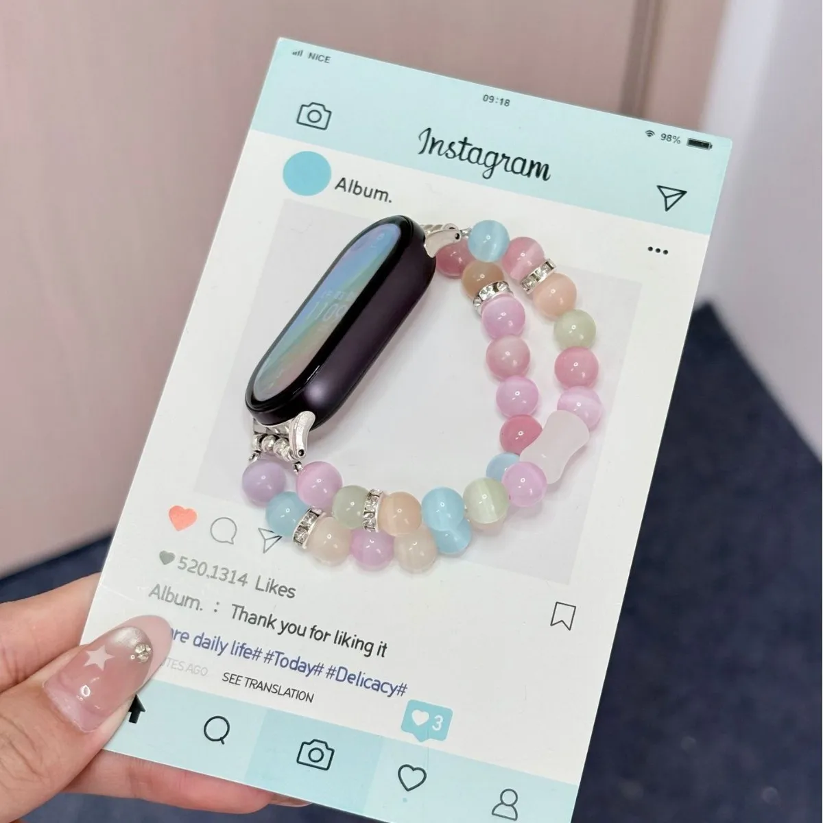 Double Layer Colorful Beads Bracelet Strap for Xiaomi Mi Band 8 9 10 Women Replacement Wristband for Redmi Watch 6 5 4 Accessory
