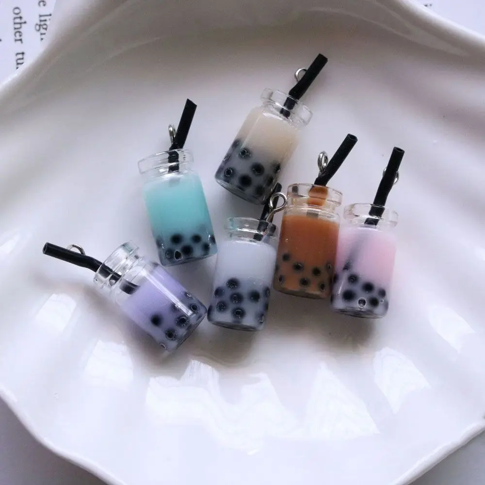 Creative Design Gift For Girls Pearl Milk Tea Accessories Bottle Earrings Necklace DIY Making Jewelry Making Pendant Charms