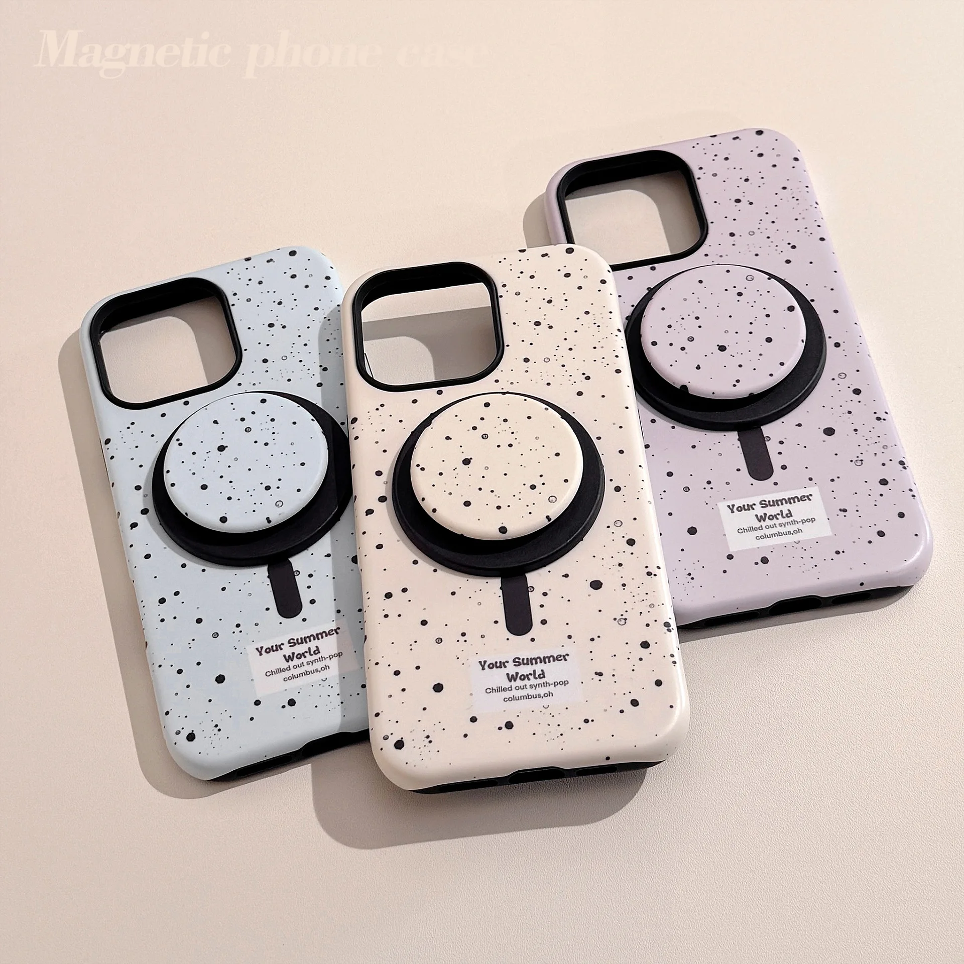Koreanische Splash-tinte Magnetische Halterung Telefon Fall Für iPhone 17 Air 16 15 14 13 12 mini 11 Pro max Stoßfest Schutzhülle Hard Cover