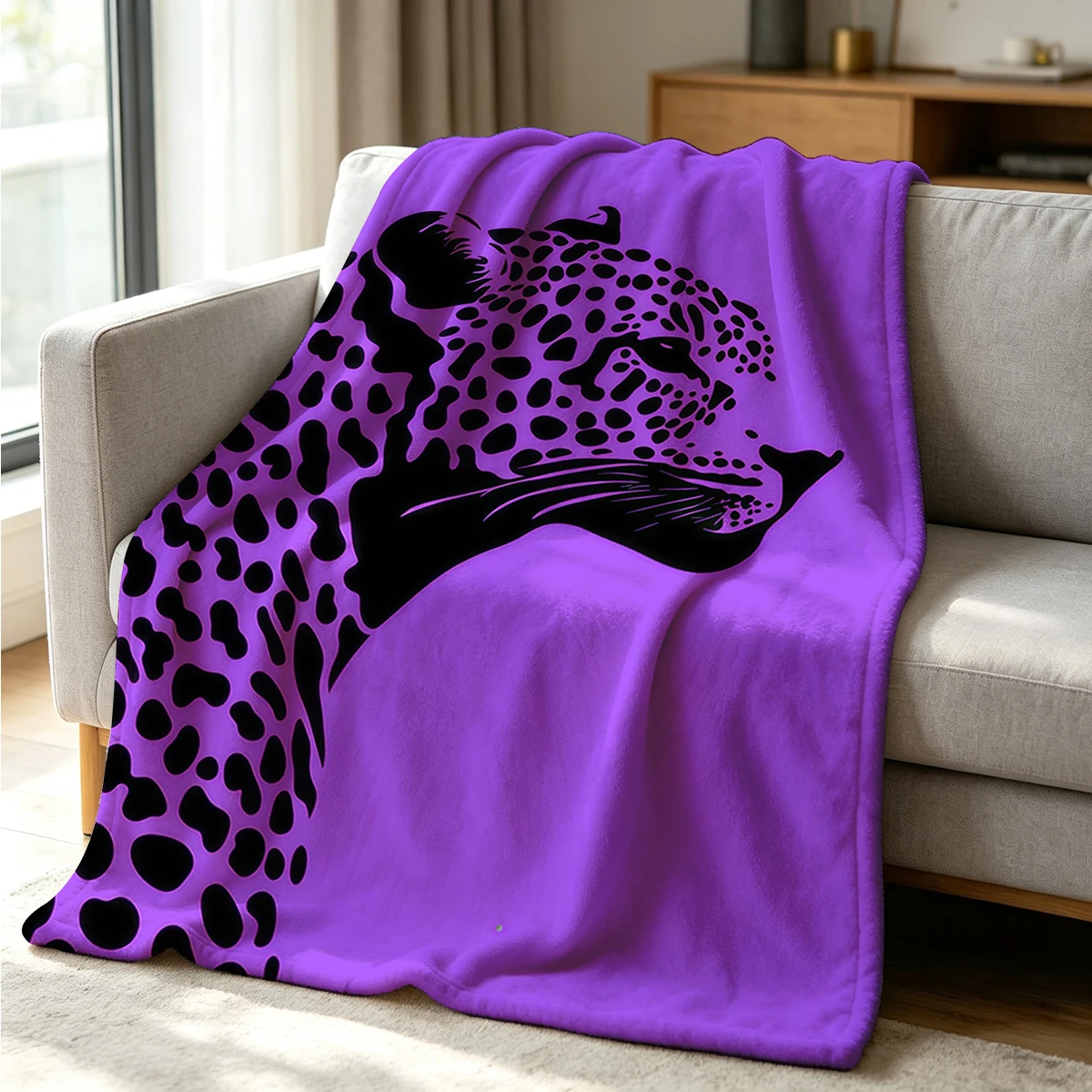 Vivid Leopard Flannel Blanket Warm Soft Halloween Christmas Couch Warm Cozy Decorative Decor Gift for All Season