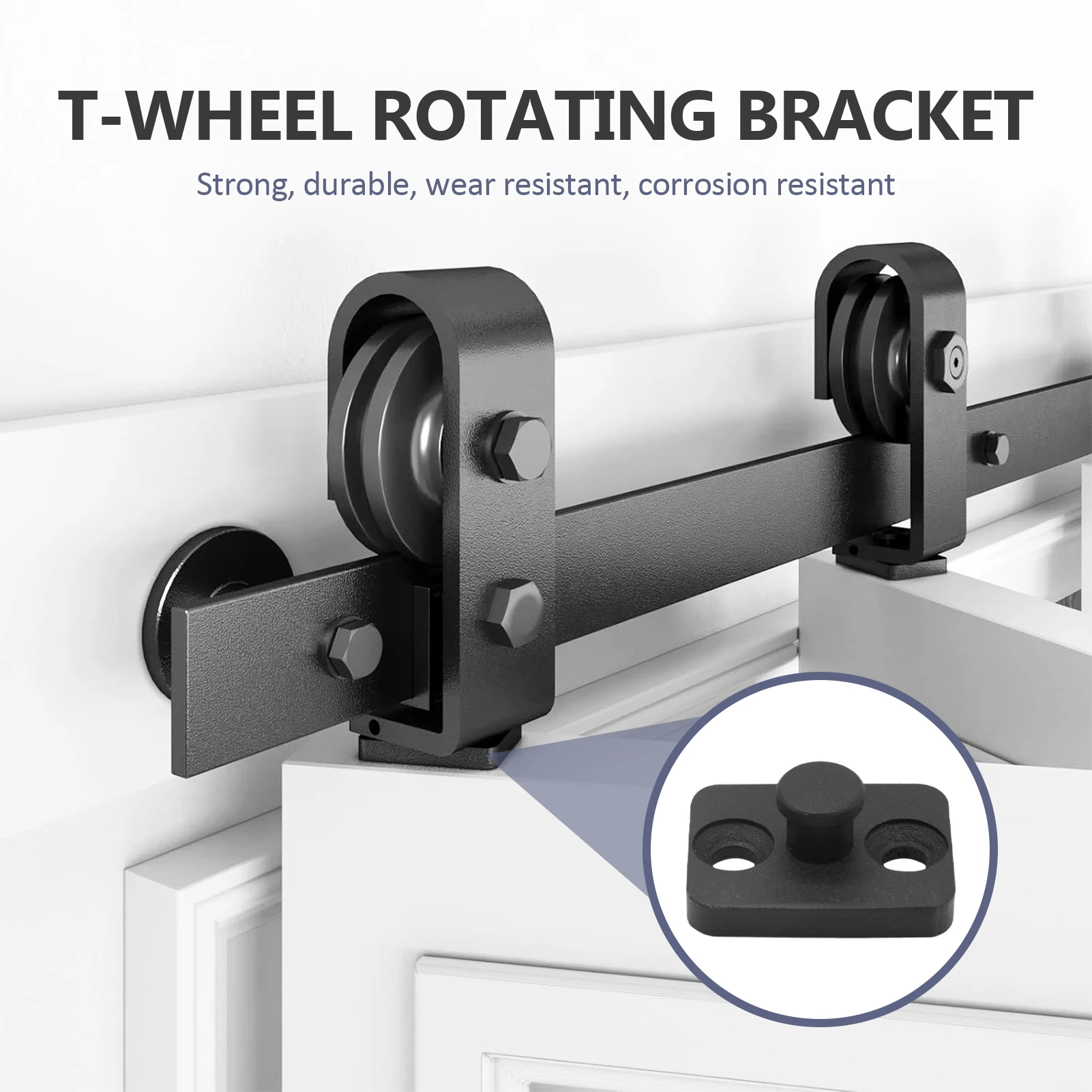 أجهزة باب الحظيرة 76 بوصة أسود ثنائي الطي مسار الباب المنزلق الثقيلة باب المزرعة الأجهزة تنوعا انزلاق الحظيرة