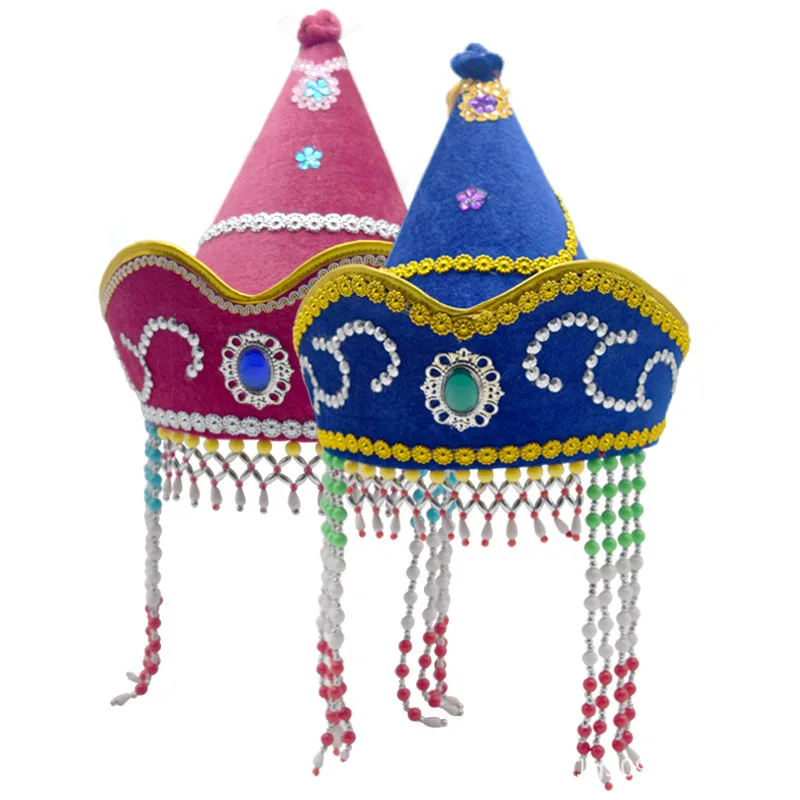 Mongolian Hats Children Women Men Special Red Blue Headwear Clothing Accessories Dance Performance Caps Lovely Costumes Hat