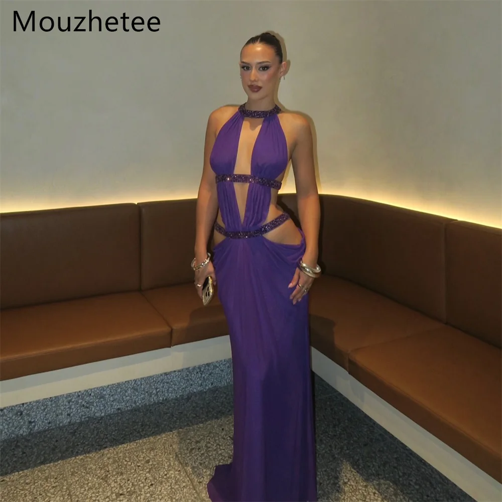 

Mouzhetee A-Line Sexy Backless Simple Evening Dresses Sleeveless Formal Dresses for Women Elegant Prom Gowns Custom Made 2026