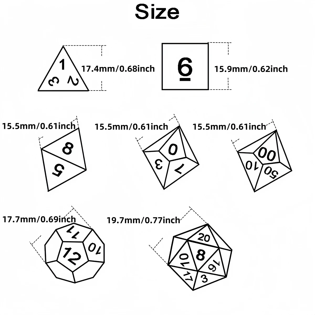 DND Dice Set 7pcs Mixing Color Polyhedral Dice for DND TRPG Board Game Accessories Tabletop Game Dice D4 D6 D10 D00 D12 D20