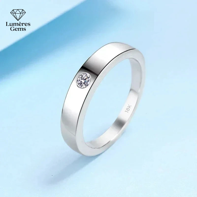 

Fine Jewelry Women And Men 18K White Gold Ring VVS1 D Color 0.1 Carat Moissanite Diamond Lovers Be Engaged Luxury Unisex Rings