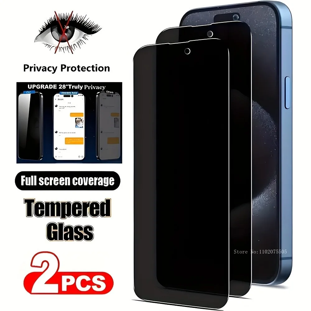 

2 шт. противошпионская защитная пленка для IPhone 16 17 Promax 16E 12 11 Pro 15 Plus закаленное стекло 13 Promax 13 Mini 14 Plus 16E