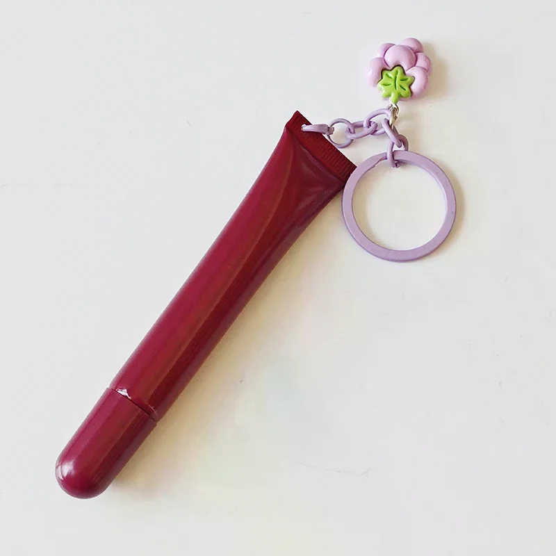 Tubo de batom vazio com chaveiro, 10/15ml, pingente, sub-engarrafamento, recipiente líquido recarregável, garrafa de amostra de brilho labial