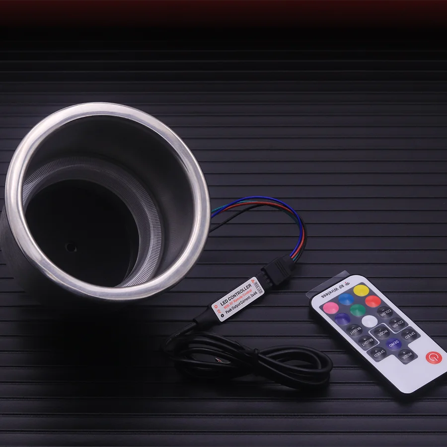 Wooeight RGB Stainless Steel Cups Bottle Drink Mug Holder Carrier Seat 12V with 14 LED Lights for Marine Boat RV Camper Yachts